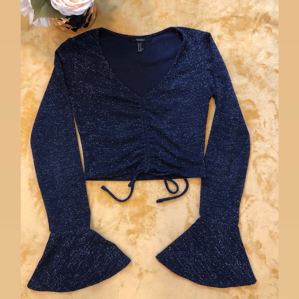 Forever 21 Sparkly Long Sleeve Crop Top. Size Small.